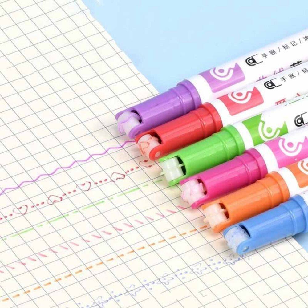 WENQI Creativity Student Graffiti Liner Art Markers Ink Pigment Scrapbooking Drawing Pens School Stationery Flowers Line Shaped Line Colored Pen Fluorescent Pens Curve Highlighter Pens Art Markers Pens