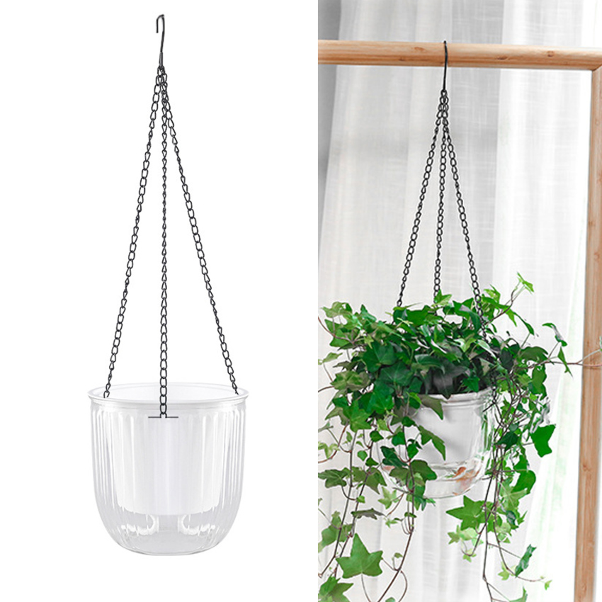 1pc Hanging Flowerpot Self Absorbing Water Hanging Planter Thickened Plastic Planter Hydroponic Soil Cultivation Lazy Flower Pot