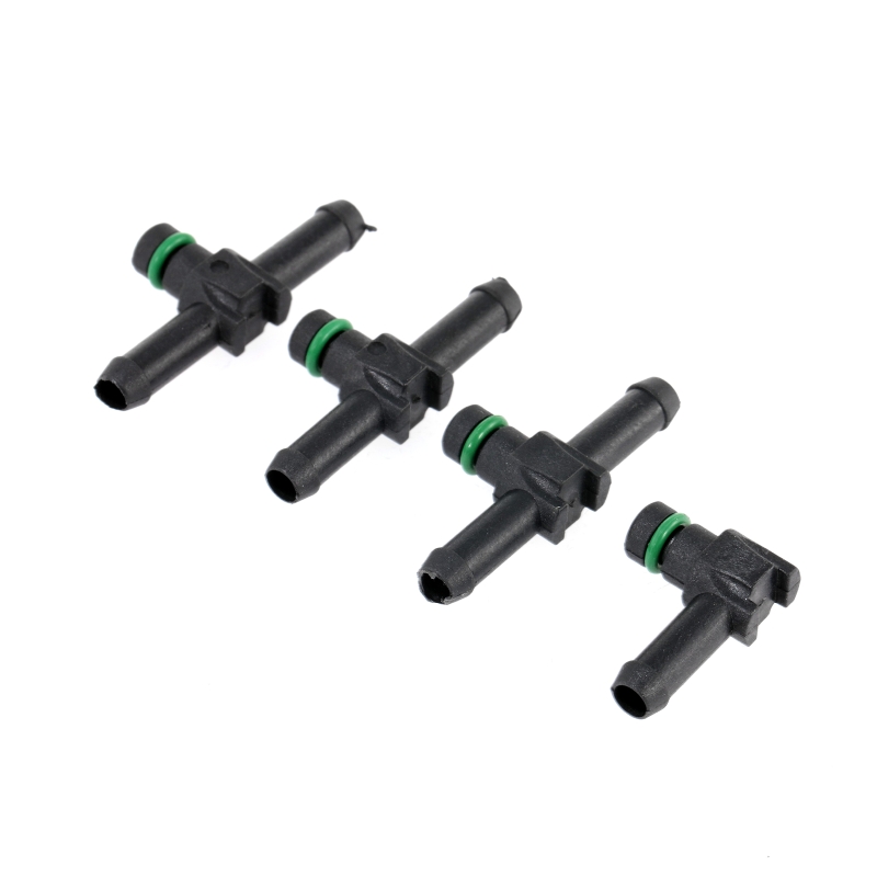 4pcs Common Rail Diesel Injector 3pcs T + 1pcs L Piece Pipe Connector Return Pipe Connector for DENSO