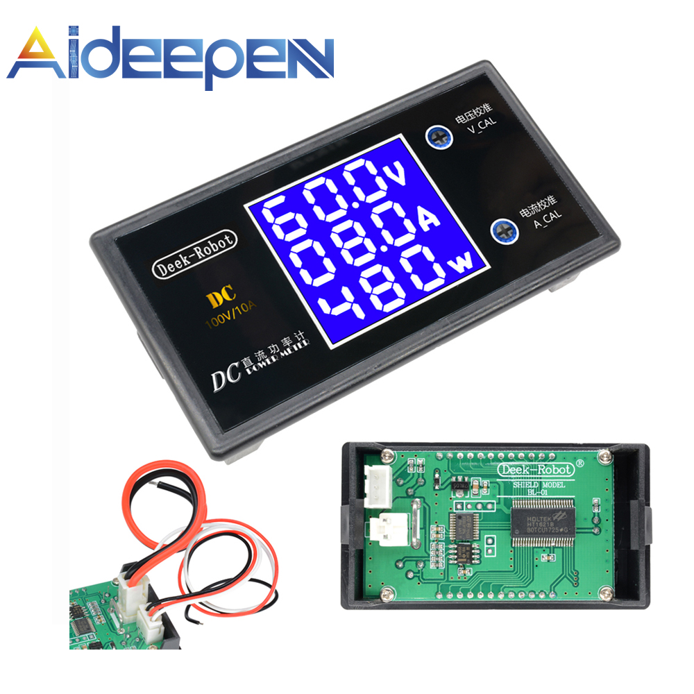 Original aideepen dc 100v 10a 1000w digital lcd display voltmeter wattmeter current power tester