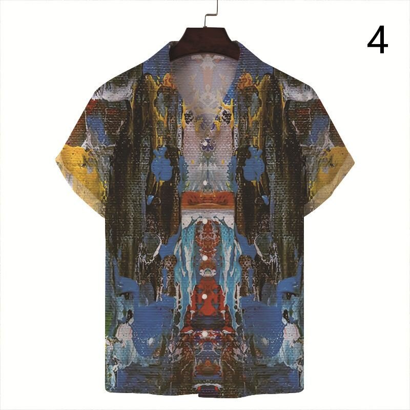 V44foo New Styles Men Shirts Fashion Shirts Printing Collar Shirts Short-sleeve Men's Casual Shirts