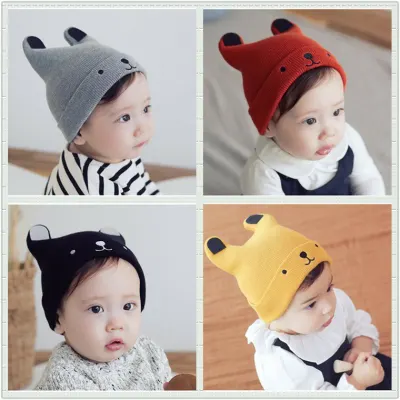 [READY STOCK]6month-2yr Baby Hat Cute Bear Baby Hat Baby Cap Topi Budak