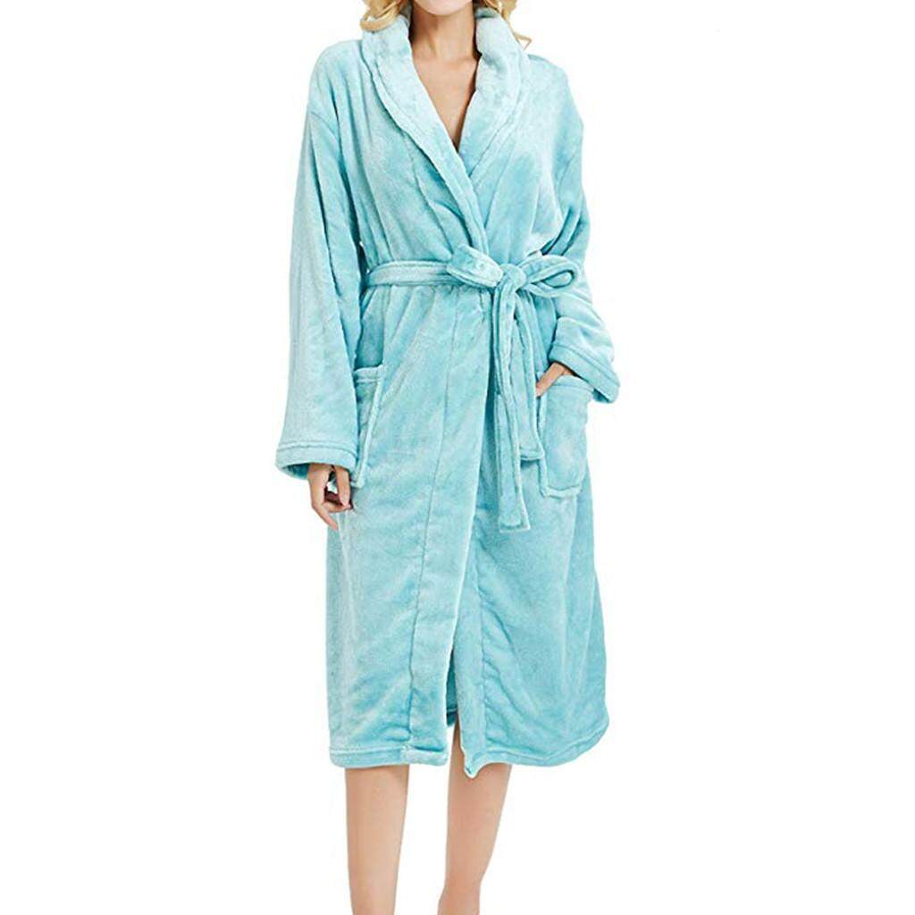 Sportkinger Harga Terendah untuk Wanita Musim Dingin Panjang Mewah Selendang Jubah Mandi Sleepweer Lengan Panjang Mantel
