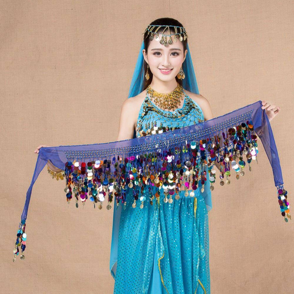 FGSDF Practice Fashion Sequins For Women Belly Dancing Belt Indian Dance Hip Scarf Chain Belly Dance Belt Belly Dance Costumes