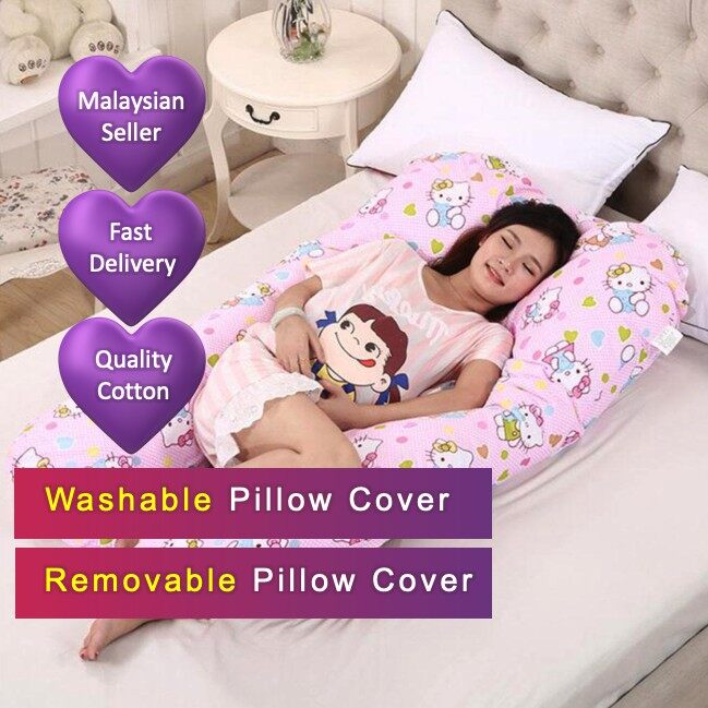 Extra Comfort U-Shaped Pregnancy Pillow Case Maternity Full Body Support Purple