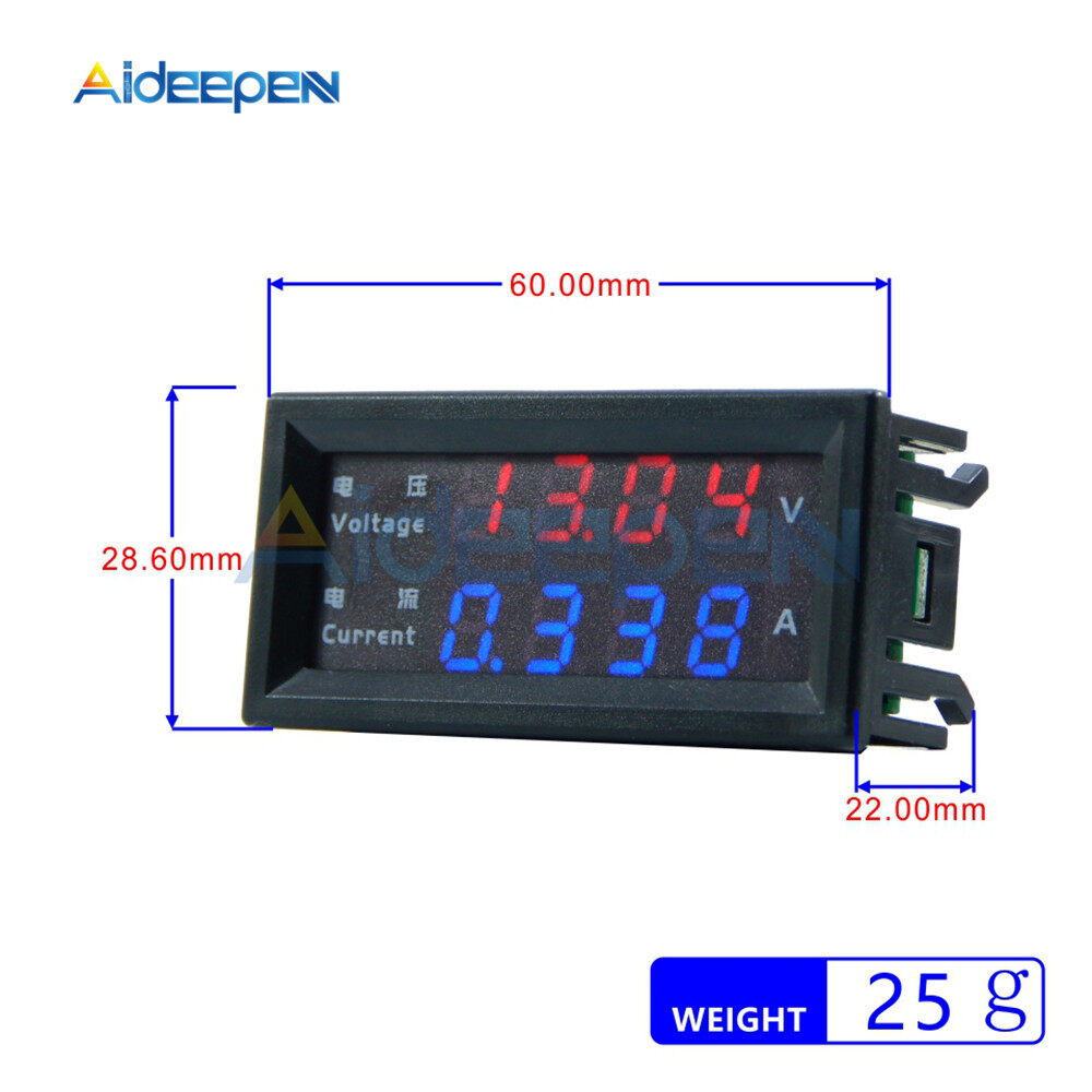 M4430 Mini Digital Voltmeter, Current and Voltage Meter Detector, Dual Led Screen, 100V, 200V