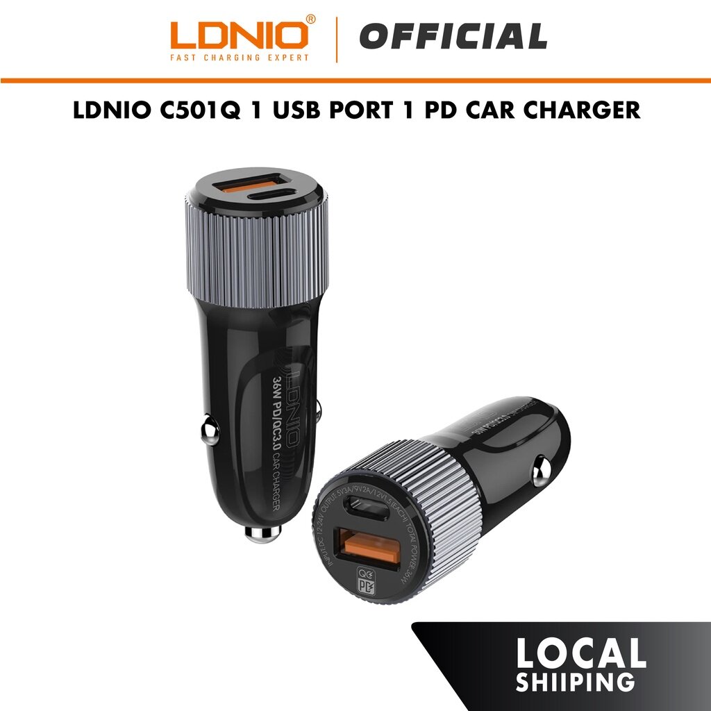 LDNIO C510Q PD + QC3.0 Fast Charge Car Charger Lazada