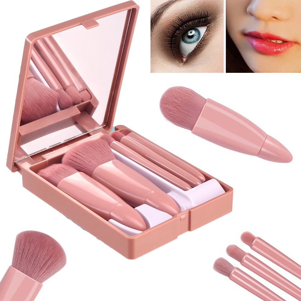 5Pcs Professional Makeup Brush Sets with Mirror Box / Conical Handle Premium Synthetic  Make up Brushes / Makeup Brushes Kits For Applying Foundation Powder Concealers Eyeliner Eyebrow Eye Shadows / Daily Basic Cosmetic tools