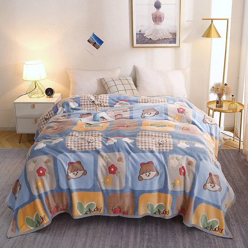 Super Soft Blanket Bedspread On the Bed Coral Flannel Children's Blanket Warm Plush Bed Cover Throw Blanket