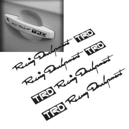 ออโต้พัดลม 4Pcs Universal แผ่นสะท้อนแสง TRD มือจับเปิดประตูรถสติกเกอร์ตกแต่ง