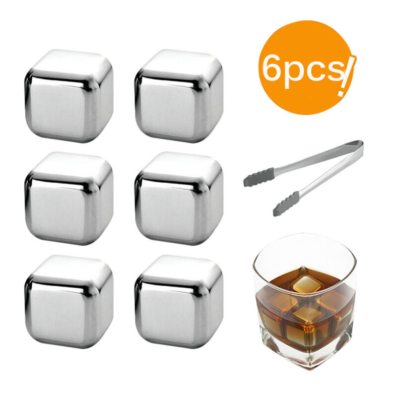 Stainless Steel Ice Cubes Reusable Cooling Stones Whiskey Keep Cold Drink