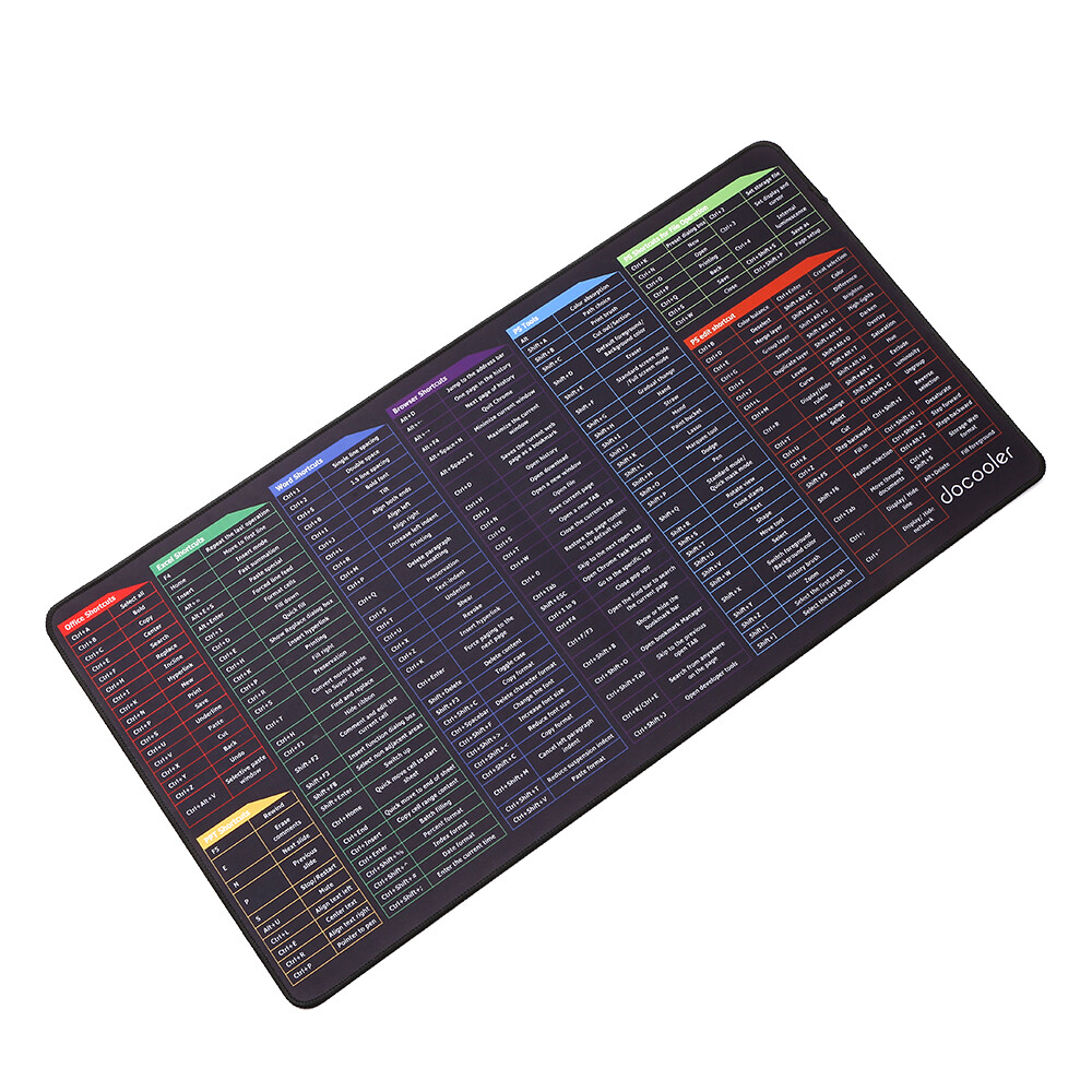 Docooler Oversized Gaming Mouse Pad Keyboard Shortcuts Mouse Pad Computer Office Waterproof Non-slip Large Desk Pad