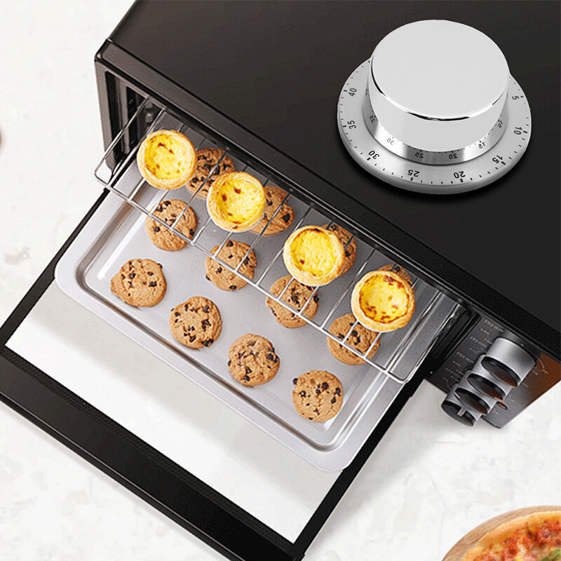 KIPRUN Kitchen Timer Stainless Steel Mechanical Cooking Timer with Magnetic Base Alarm Clock Student Time Management Countdown Cooking Tools 60 Minutes