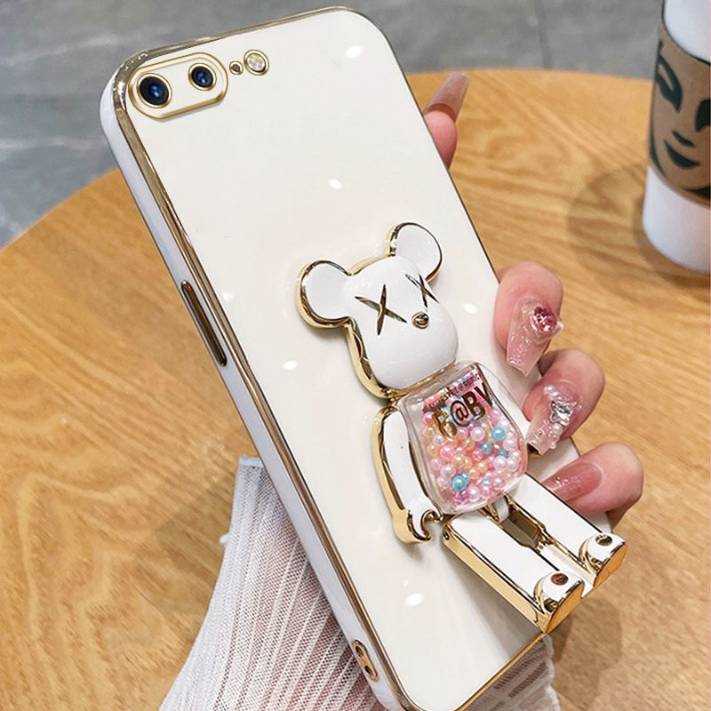 YBD 3D Candy Bear Bracket Phone Case For iPhone 6 6S Plus 7 Plus 8 Plus SE2020 iPhone X XS Max XR High End Soft Silicone Material(Bracket Can Rotate)