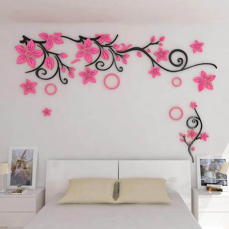 3D Hoa Arcylic Decal Dán Tường TRUYỀN HÌNH Nền Trang Trí Tường TỰ LÀM Nghệ Thuật Trang Trí Nhà Nhà Thời Trang Trang Trí Dán