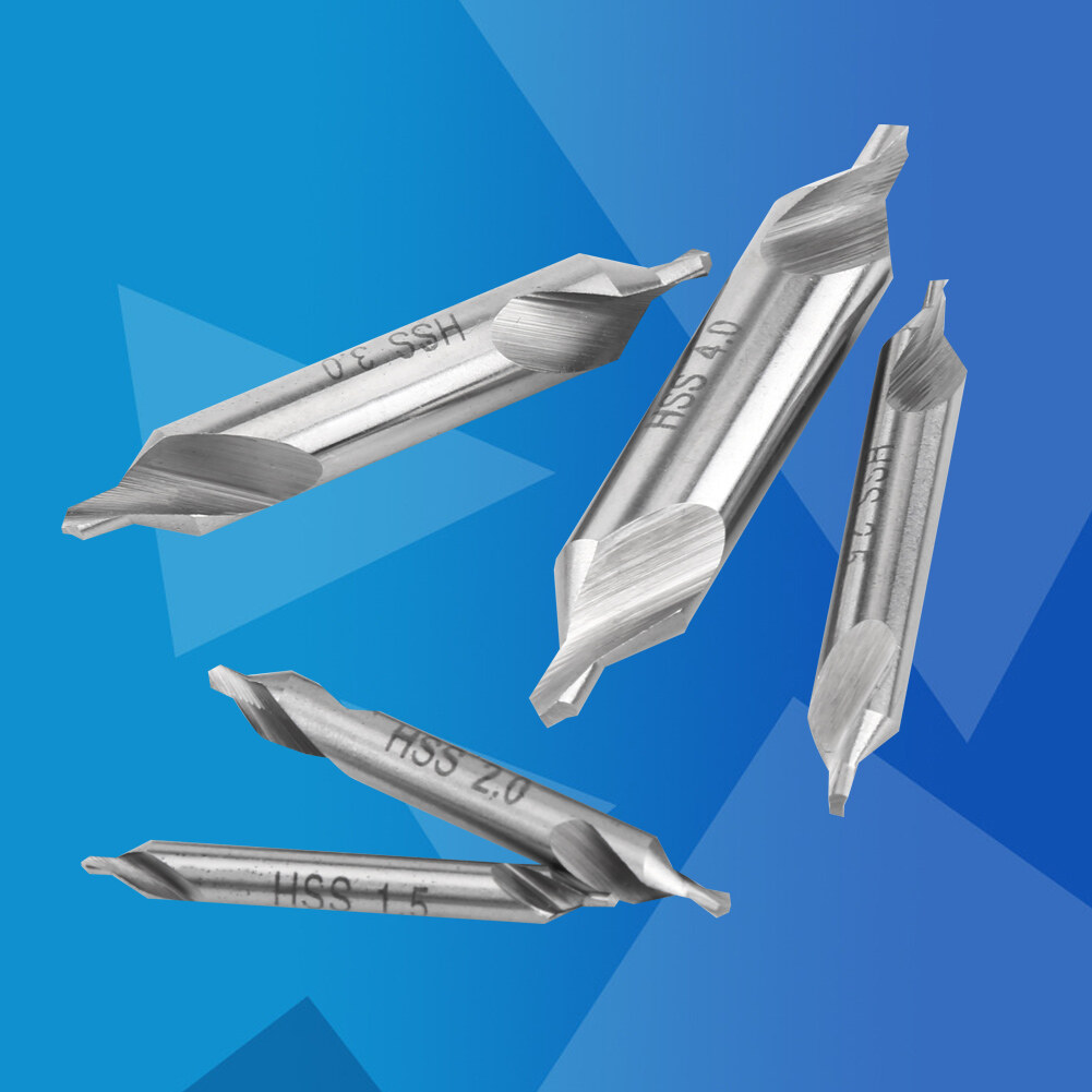 Center Drill Bit 5pcs High Speed Steel 1.5/2/2.5/3/4mm 60 Degree AngleCountersink Spotting Drill Bits Tool