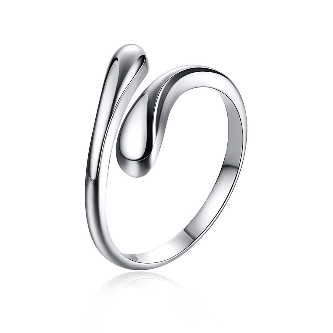 ChicSilver 925 Sterling Silver Ring Minimalist Teardrop High Polish Open Ring Eternity Ring Wedding Band for Women