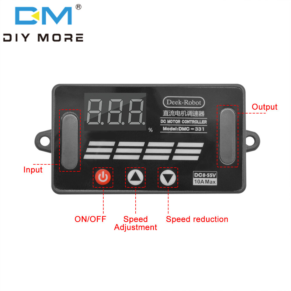 【100% Original】diymoreDC 8-55V DC PWM Motor Speed Controller LED Digital Switch Accelerate Decelerate Power-off Permanent Memory 12V 24V 36V 48V