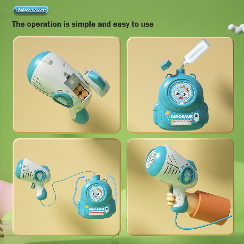 CONUSEA Children's dinosaur backpack bubble machine fully automatic handheld space bubble machine
