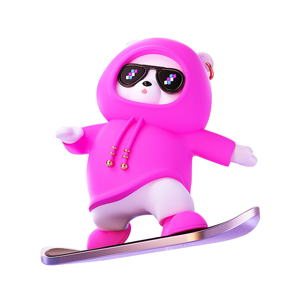 Car Interior Decoration Cute Bear Skateboard With Slide Rail Automatic Sliding Decoration Auto Interior Accessories Gift