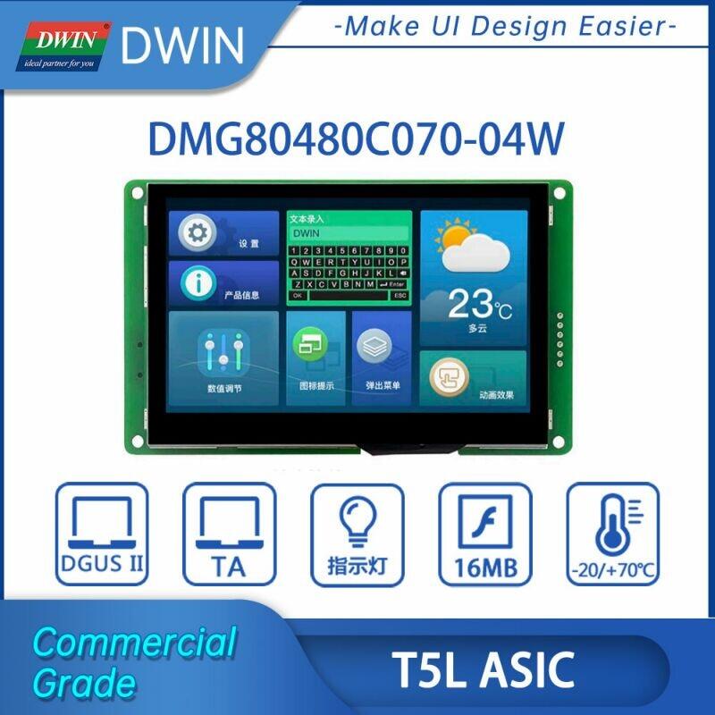Dwin 7 inch 800*480 tft lcd display module capacitive/resistive ttl/rs232 commercial smart screen for arduino dmg80480c070_04w