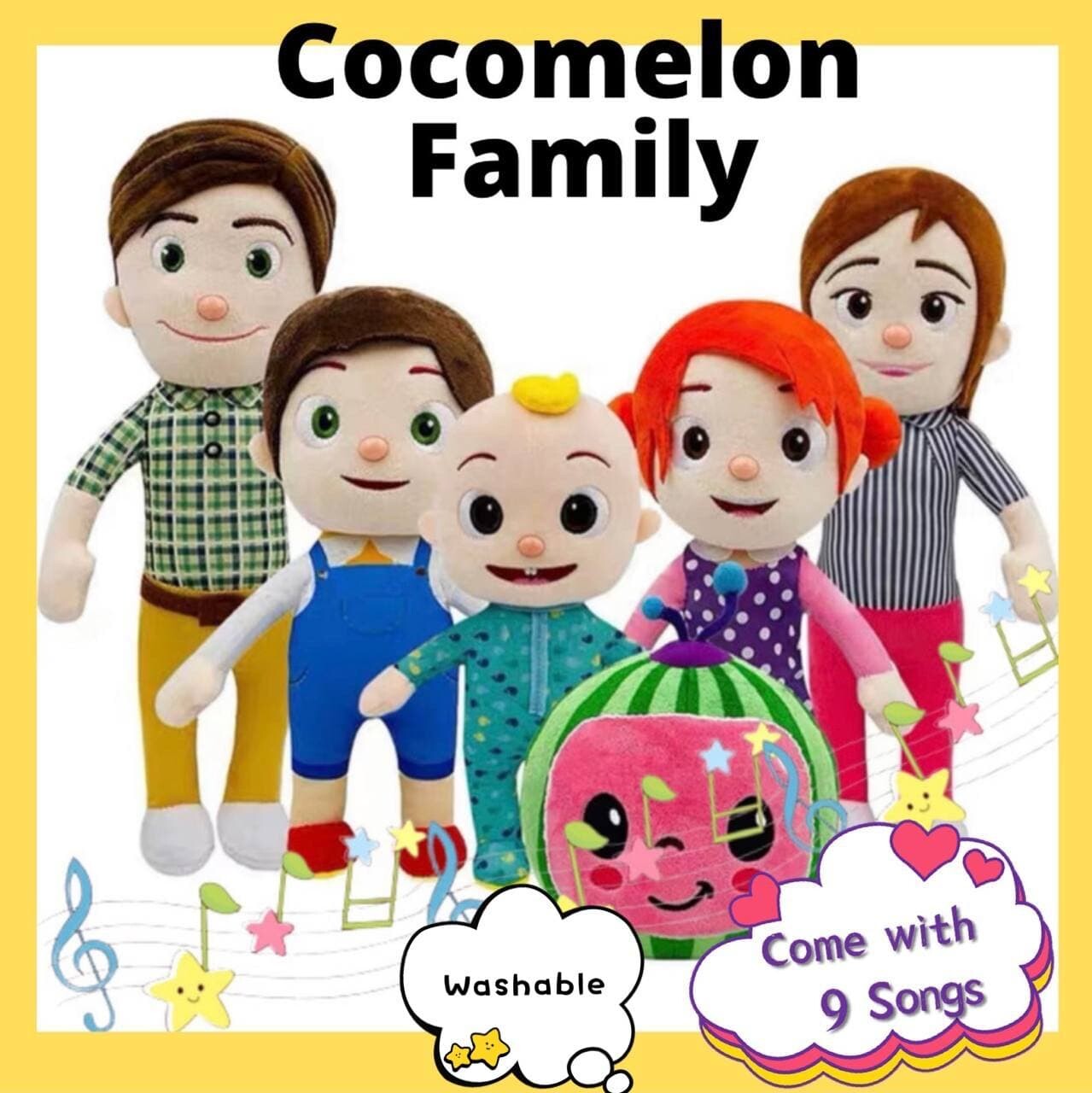 Little Baby Cocomelon Cartoon Toys Music Daddy Mummy Brother JJ Family  Washable or Non Washable Kids CNY Gift Present Sleep Toy Children Singing  Soft Toys Doll Plush Toys Ready Stock In Selangor
