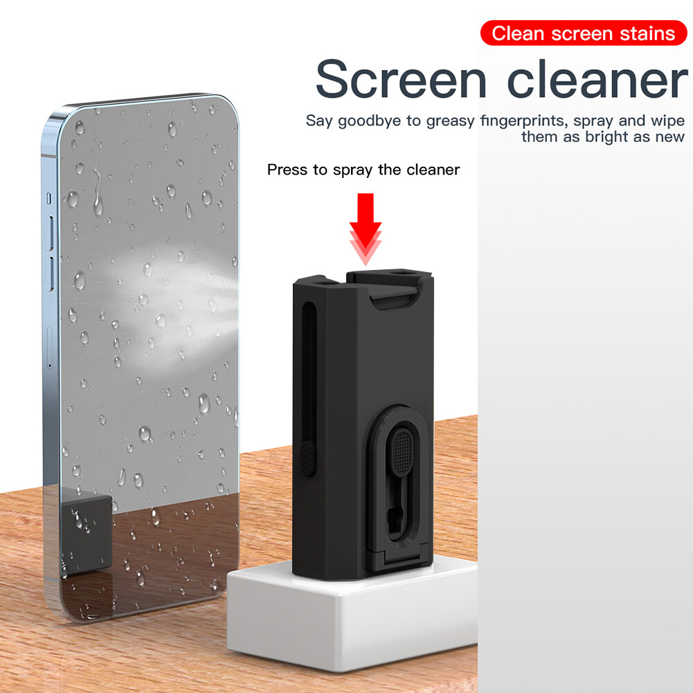 8 in 1 Dust Removal Brush With Mobile Phone Holder Computer Keyboard Cleaner Built-in Key Puller Keyboard Cleaner Brush Kit Portable for Airpods Pro 2