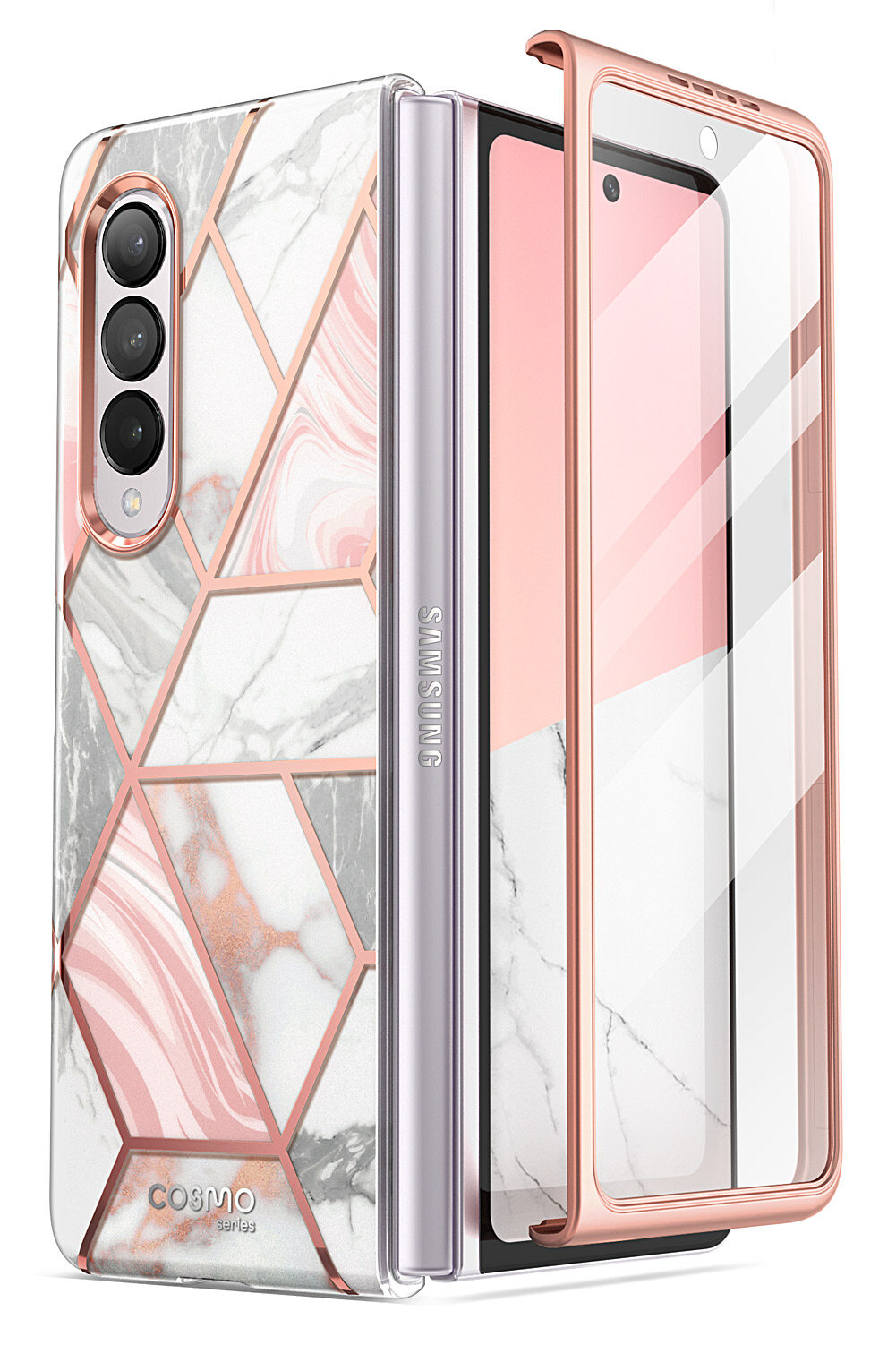 i-Blason Cosmo Series Case for Samsung Galaxy Z Fold 3 5G (2021) Slim Stylish Protective Bumper Case with Built-in Screen Protector
