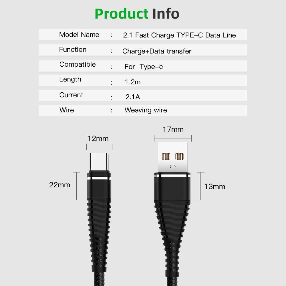 AMELY Retractable 1.2M Quick Charger Wire Digital Cables Data Wire Data Sync Charger Cord Data Line Spring USB Cable Type C Fast Charging Cable USB Charger Cable