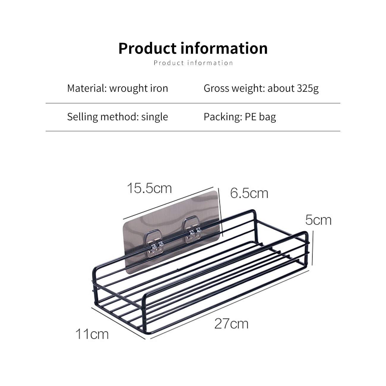Homenhome Iron Wall Mounted Shelf Bathroom Kitchen Storage Rack Organizer