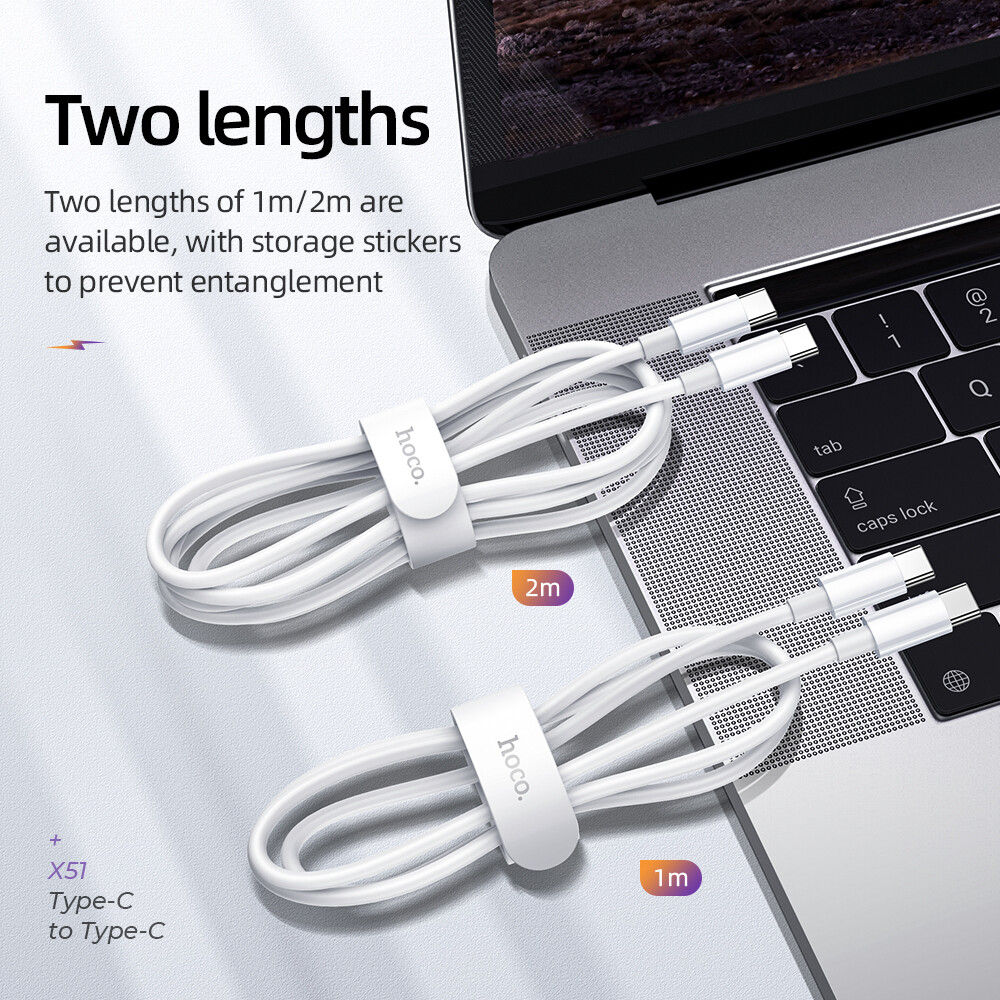 Cáp Dữ Liệu Sạc Nhanh HOCO X51 100W Type-C Sang Type-C Cáp 1 /2 Mét Dành Cho Samsung S10 S9 S8 Xiaomi MI