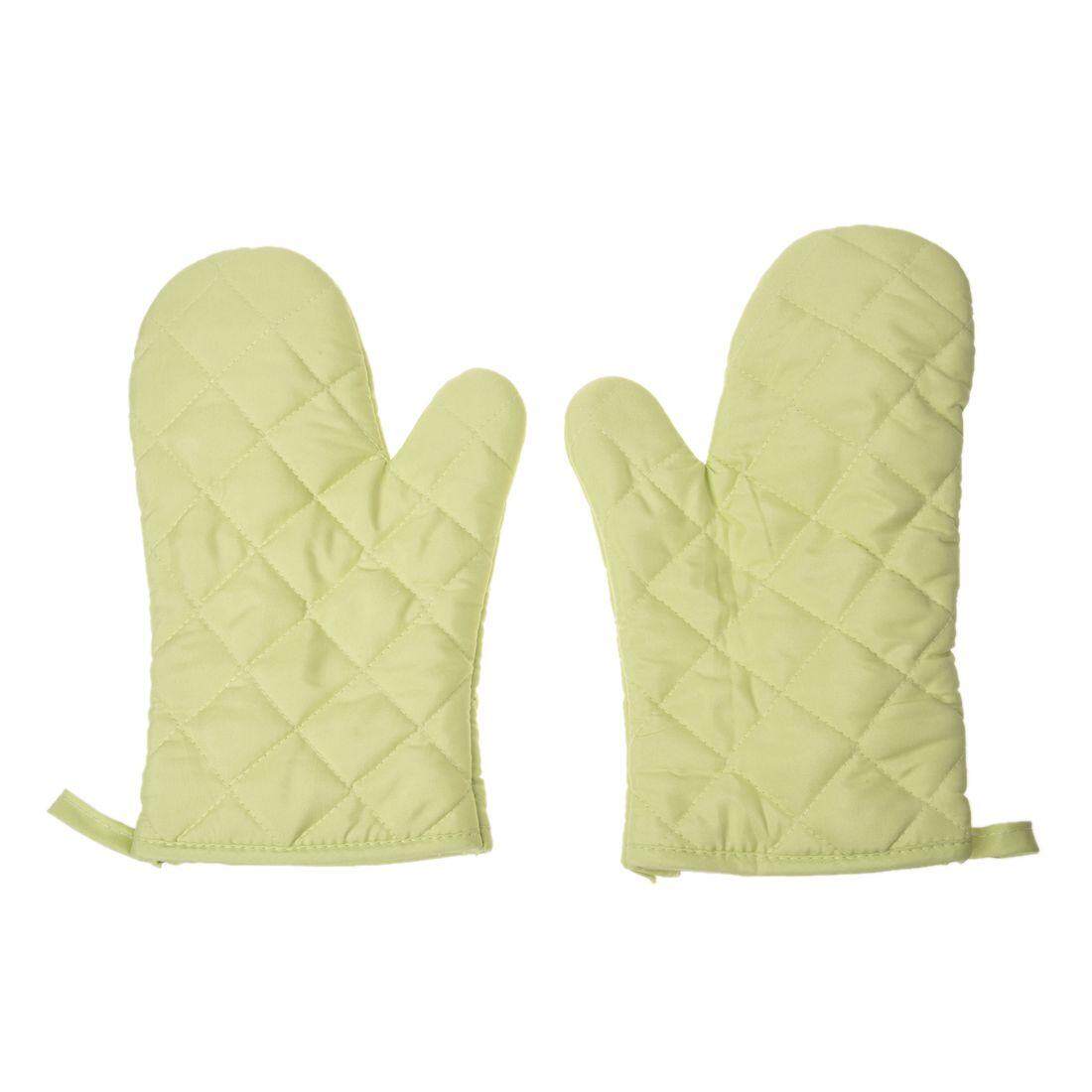 1 Pair Dapur Kerajinan Tahan Panas Sarung Tangan Oven Katun Pemegang Panci Baking Sarung Tangan Memasak (Hijau)-Intl