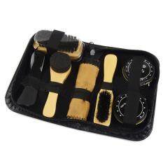 1 Set Portable Travel Wooden Handle Brushes Black Shine Polishing Shoes Cleaning Tools