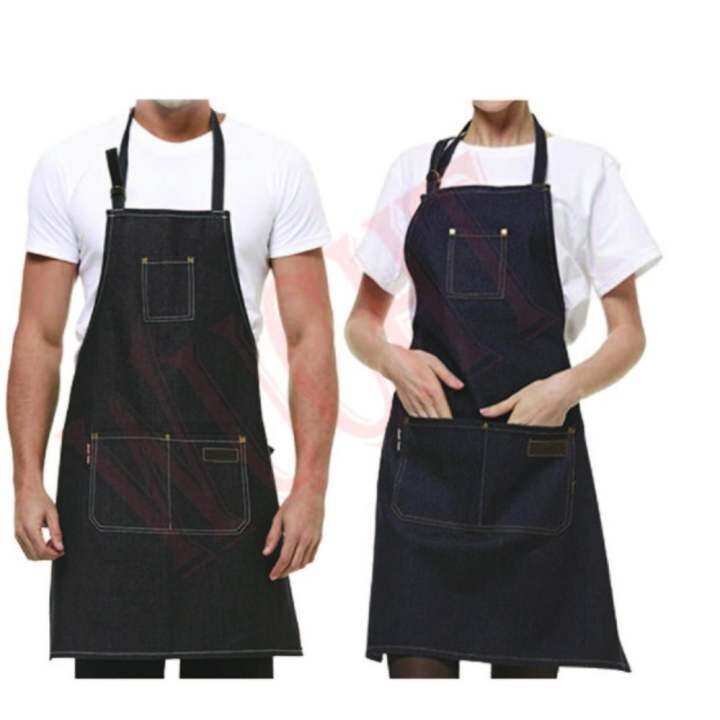 1 X Adjustable Denim Jeans Full Apron with Pockets Black Lazada