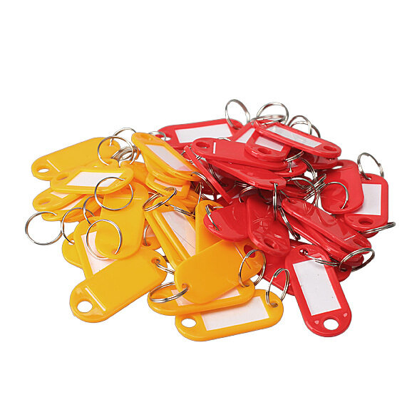 100 Pcs Plastic Key Tags ID Label Keyring with Key Chain Tag Card Split Ring - intl