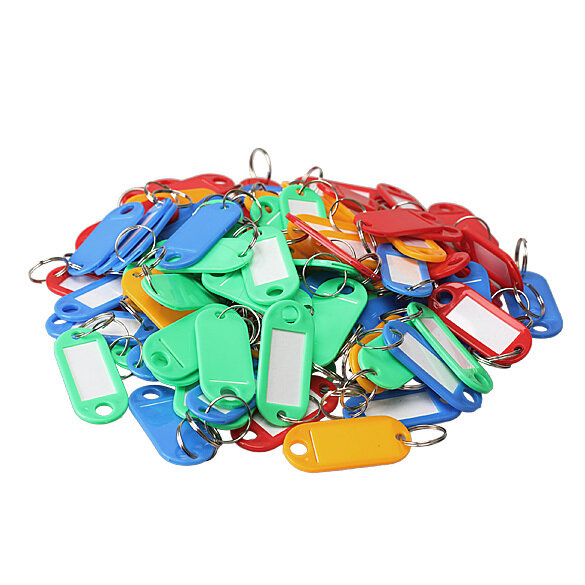 100 Pcs Plastic Key Tags ID Label Keyring with Key Chain Tag Card Split Ring - intl