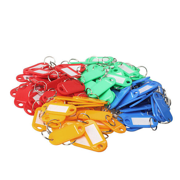 100 Pcs Plastic Key Tags ID Label Keyring with Key Chain Tag Card Split Ring - intl