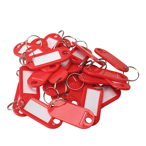 100 Pcs Plastic Key Tags ID Label Keyring with Key Chain Tag Card Split Ring - intl