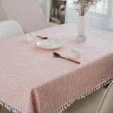 100x140 cm Trang Trí Giáng Sinh Tableclothes Vải Cotton Hình Chữ Nhật Sọc Bàn Trà Vải với Tua Rua Bữa Tiệc Gia Đình Trang Trí bàn