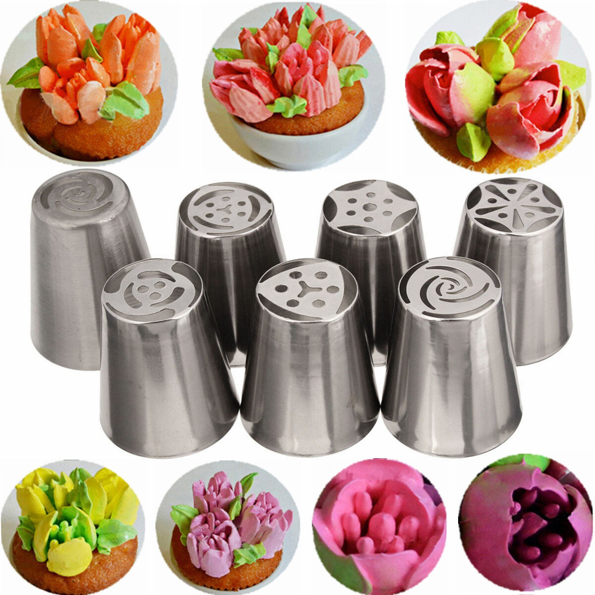 105Pcs Russian Tulip Flower Cake Icing Piping Nozzles Decorating Tips Baking Tools - intl