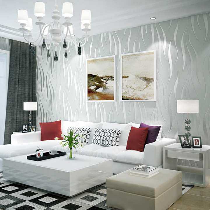 10m Silver 3D Non-woven Wave Stripe Embossed Wallpaper Rolls Living Room Home Decoration Background