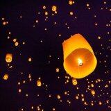 [okwish]10pc Wishing Lamp Round Paper Chinese Lanterns Flying Paper Sky Lanterns Wedding Party Decoration Supply