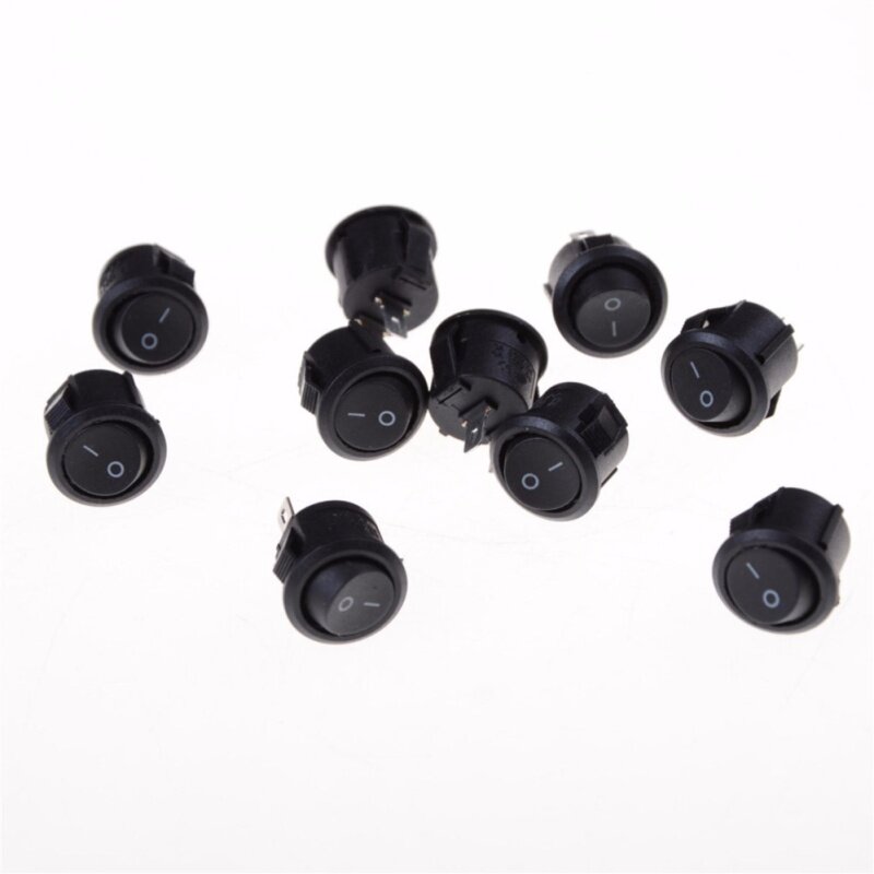 10Pcs 16mm Small Round Boat Rocker Switches 2 Pin ON-OFF Rocker Switch