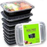 Meal Prep Food Containers Plastic Compartment Microwave Safe BPA Free 10 Pcs