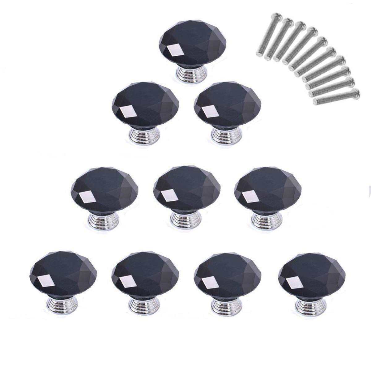 10 Pcs Kaca Kristal Kenop Laci Kristal Laci Pegangan Tarik Bentuk Diamond untuk Kabinet Lemari Kristal Laci Tombol (Di Warna Yang Sama)