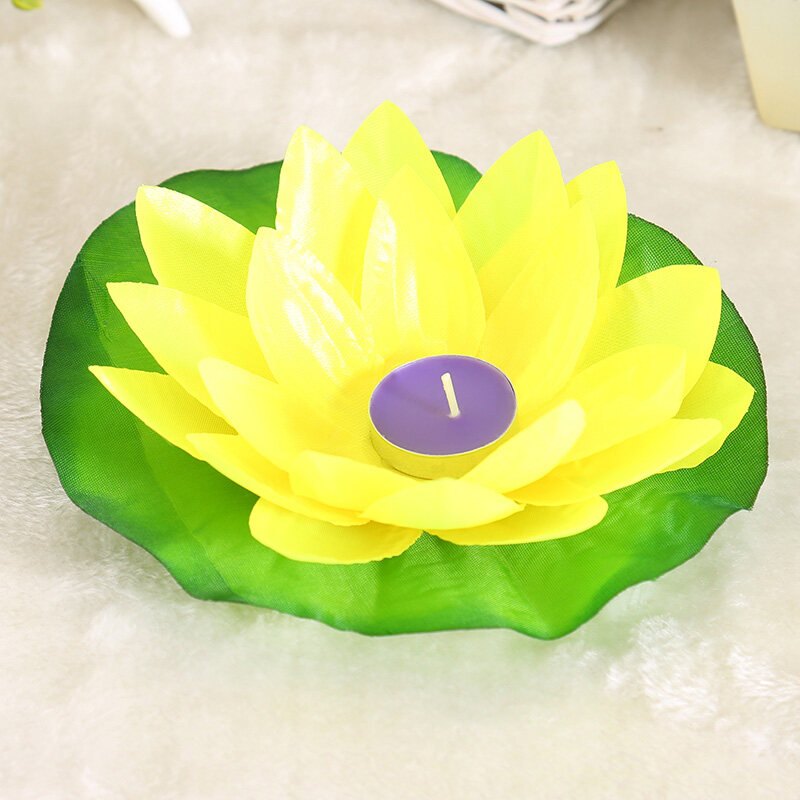 10pcs Multicolor Silk Lotus Lantern Light with Candle Floating Pool Decorations Wishing Lamp Birthday Wedding Party Decoration - intl