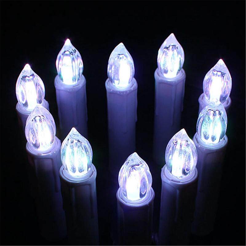 10pcs Party Wedding Christmas Home Tree Decoration Wireless Remote Control 12 Colors LED Candles Battery Operated Light - intl