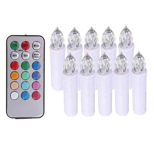 10pcs Party Wedding Christmas Home Tree Decoration Wireless Remote Control 12 Colors LED Candles Battery Operated Light - intl