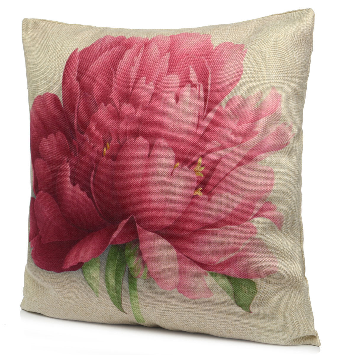 10Pcs Square Flowers Rose Cotton Linen Throw Pillow Cover Cushion Case Sofa Bed Decor - intl