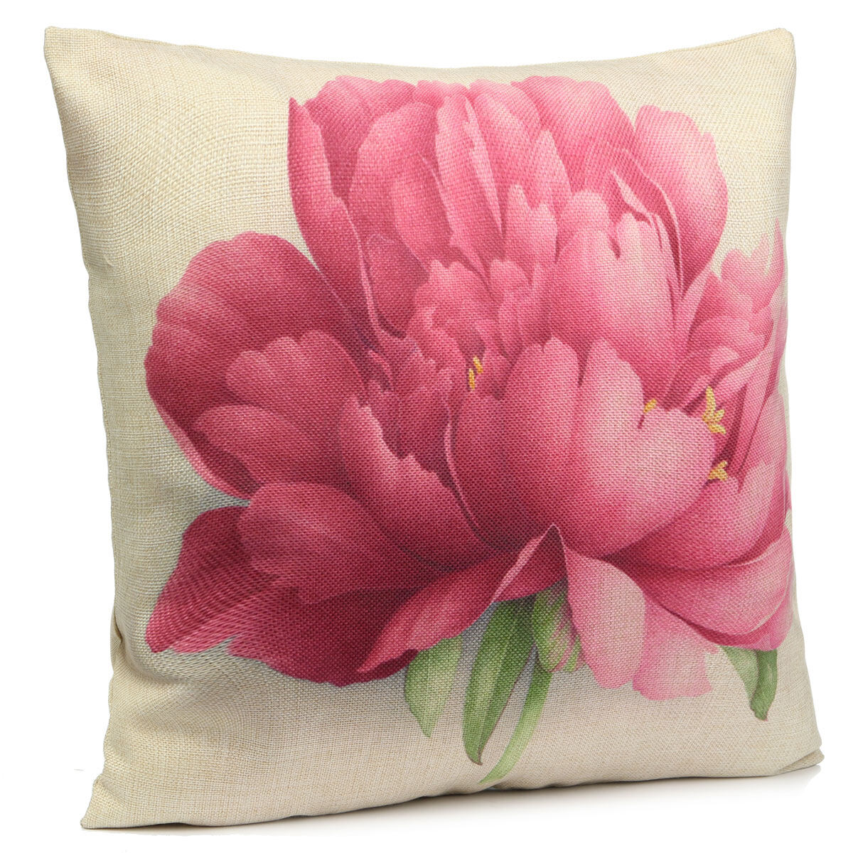 10Pcs Square Flowers Rose Cotton Linen Throw Pillow Cover Cushion Case Sofa Bed Decor - intl